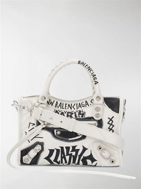 Balenciaga graffiti print tote bag white | MODES