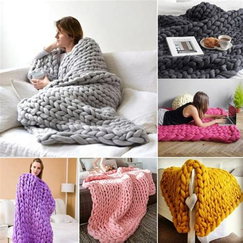 Knitted Throw Blanket for Sofa,Handmade Knit Chunky Blanket Throw Sofa Throw for Gift Sofa Bed ...