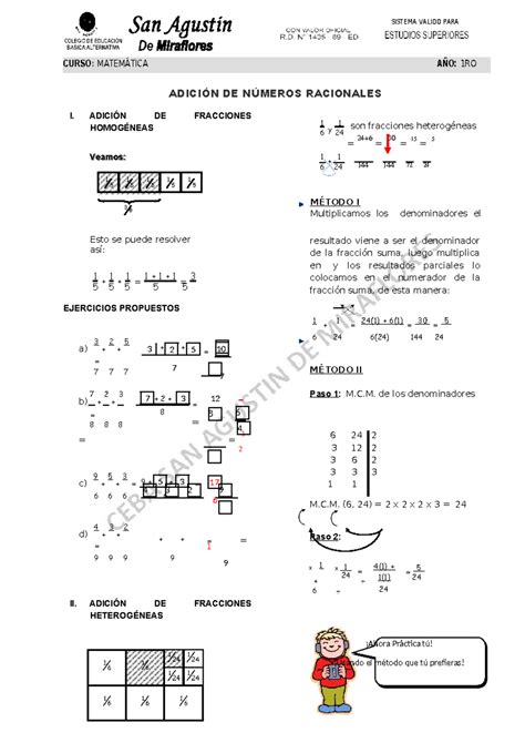 1ro Adicion De Fracciones G Curso MatemÁtica AÑo 1ro 5 Veamos 4 3 2 9 8 12 ¡ahora Práctica