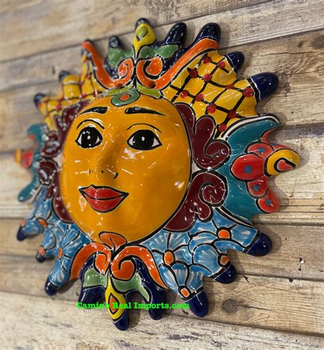 Mexican Wall Hanging Talavera Pottery Sun Face 11" TS120015 – Camino ...