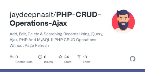 Github Jaydeepnasit Php Crud Operations Ajax Add Edit Delete