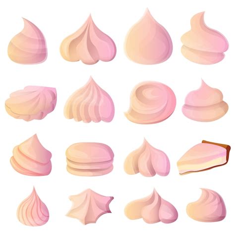 Premium Vector Meringue Set Cartoon Style