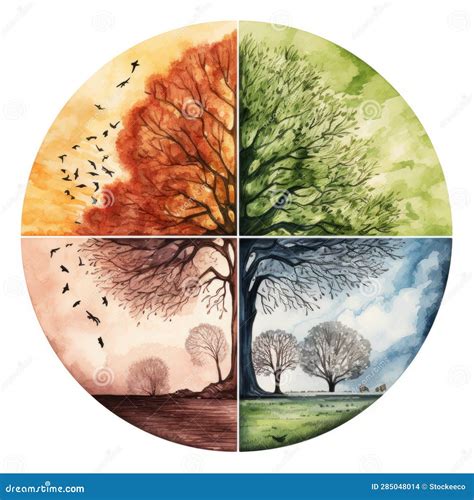 Abstract Nature Image: Four Seasons in One Picture with Vintage Feel