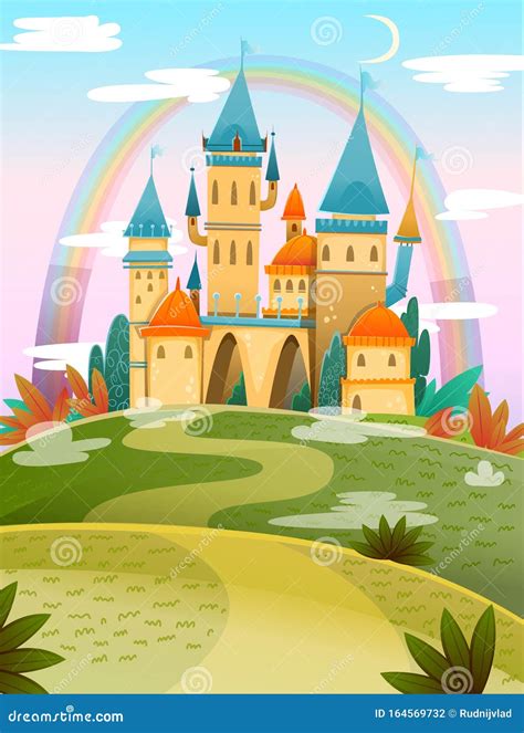 Cute Cartoon Castle. FairyTale Cartoon Castle. Fantasy Fairy Tale ...