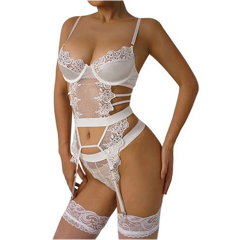 Mitankcoo Lingerie For Women Open Crotch Floral Lace Underwire Garter