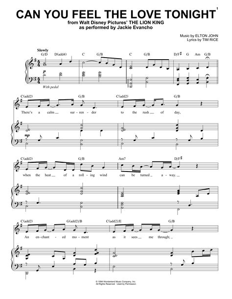 Can You Feel The Love Tonight Sheet Music Direct