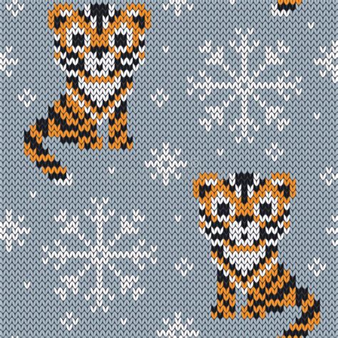 Tiger Jacquard Knitted Seamless Pattern Stock Vector Illustration Of