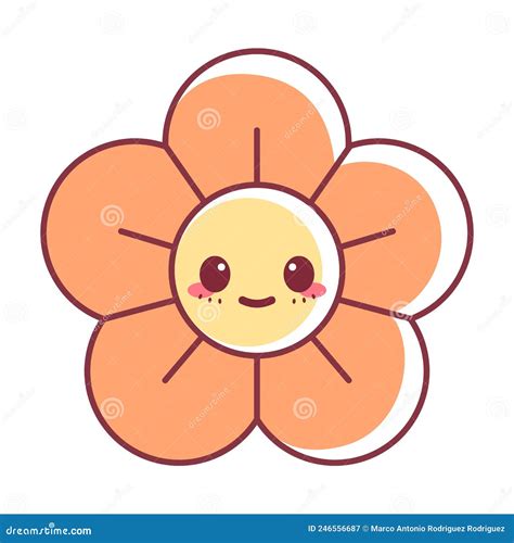 Einzelkartoon Mit Happy Flower Vektor Abbildung Illustration Von