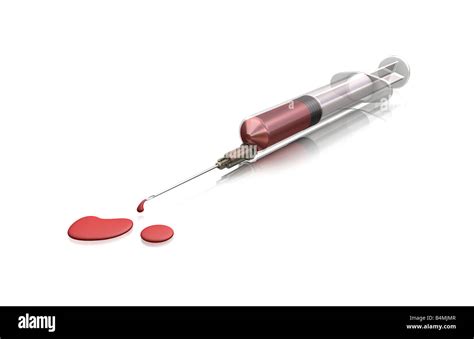 D Render Of A Syringe With Blood Stock Photo Alamy