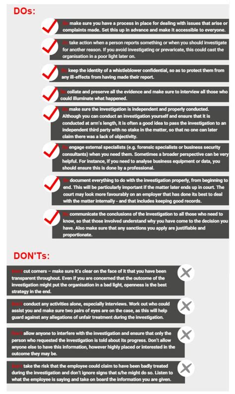 Dos And Don Ts For Internal Investigations Whistleblowing