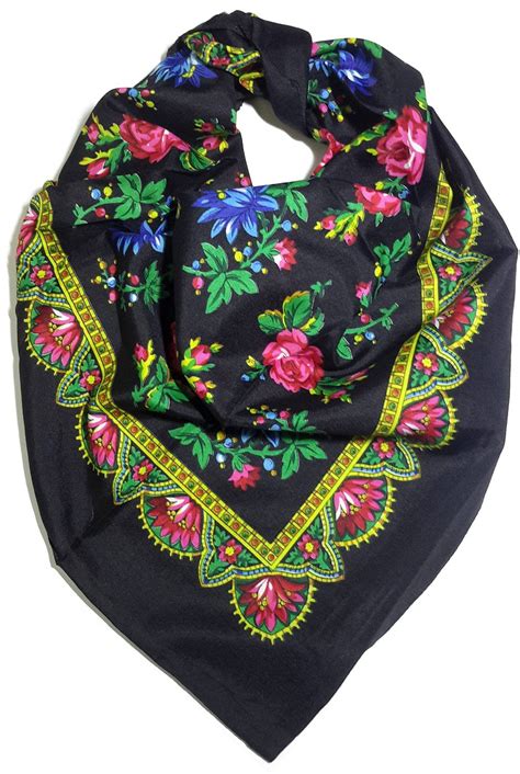 Traditional Polish Folk Head Scarf Royal Collection Black Taste