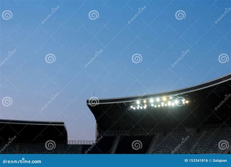 Stadium Lights Against Blue Sky Stock Photo - Image of blue, field ...