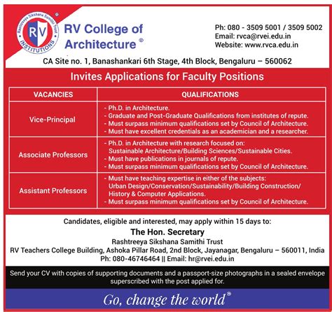 Rv College Of Architecture Facultyplus