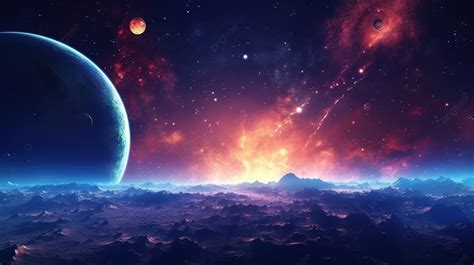 Stunning D Render Of Space Planets And Galaxy With A Starry Sky