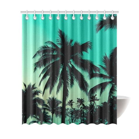 Mkhert Palm Tree Shower Curtain Waterproof Bath Curtain Decor 66x72