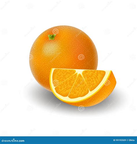 Grupo Coloreado Aislado De Naranja De Rebanada Y De Fruta Jugosa