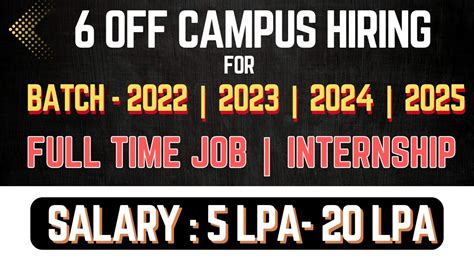 6 OFF Campus Drive For 2024 Batch Internships 2024 Freshers Jobs