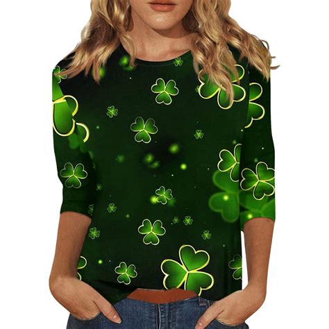 Susanny St Patricks Day Shirts Women Plus Size 3 4 Sleeve Crew Neck