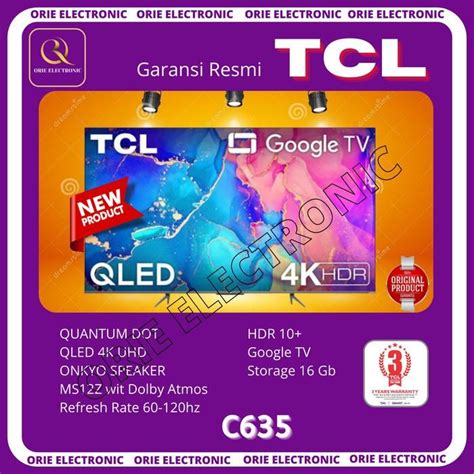 Jual Tcl 55C635 55C 55 Inch Qled Google Tv New Model Android 4K Uhd 21 ...