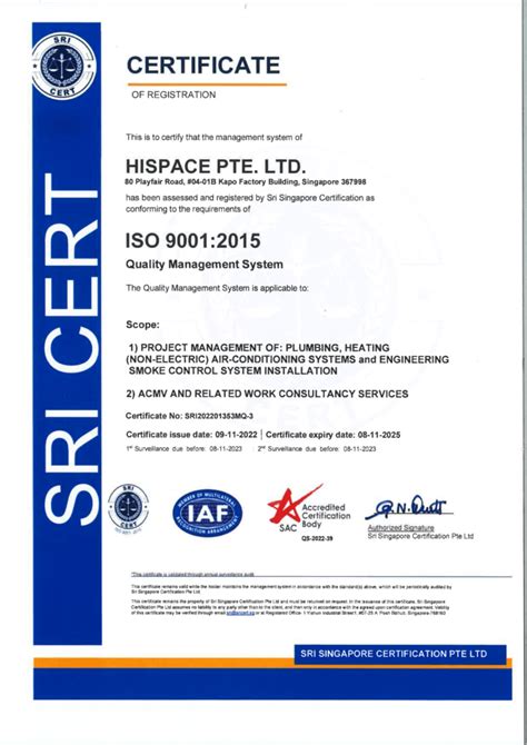 Accreditation Hispace Pte Ltd