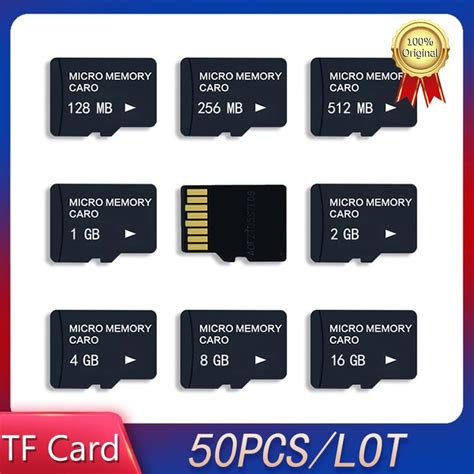 50PCS LOT TF Card 32MB 64MB 128M 256MB 512MB 1GB 2GB 4GB 8GB 16GB Micro