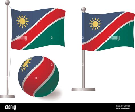 Namibia Flag On Pole And Ball Metal Flagpole National Flag Of Namibia