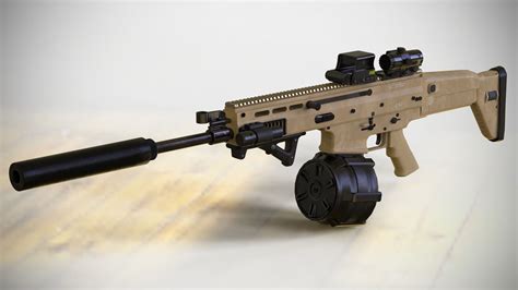 D Model Fn Scar H Lmg With Attachments Highly Detailed Pbr