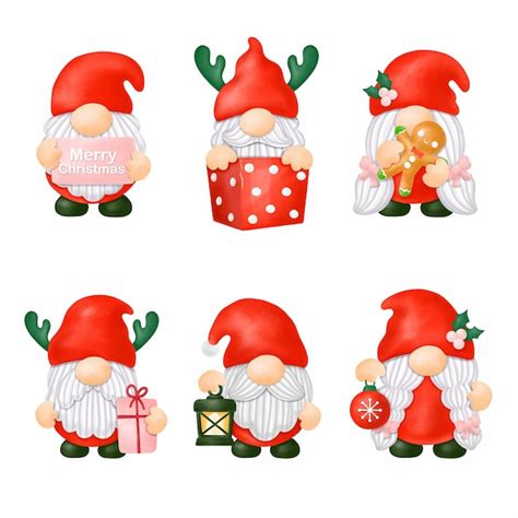 Premium Vector Watercolor Gnomes Christmas Clipart Digital Painting