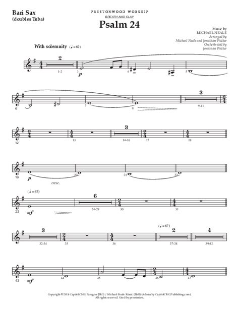 Psalm 24 Choral Anthem Satb Bari Sax Sheet Music Pdf Prestonwood