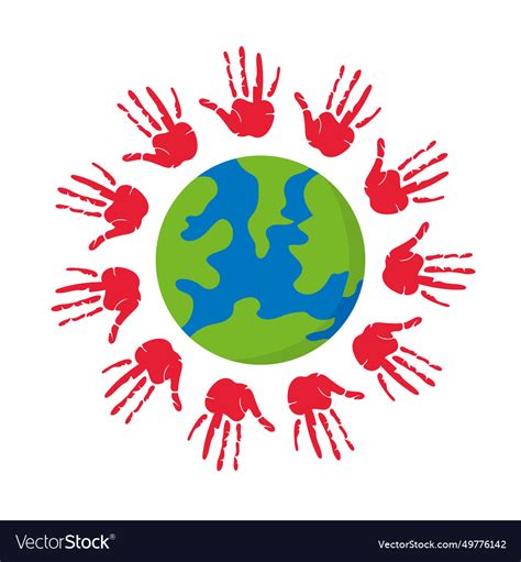 Red Hand Day Solidarity World Royalty Free Vector Image