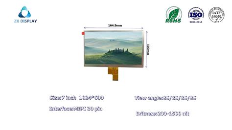 Zk Display High Brightness Inch Ips Nits Lvds Rgb