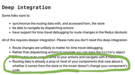 Question On React Router Docs About Redux Deep Integration Issue