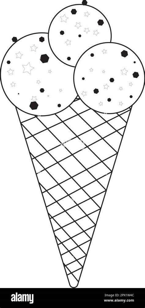 Blanco Y Negro Icono De Helado Aislado Ilustración Vectorial De Waffle