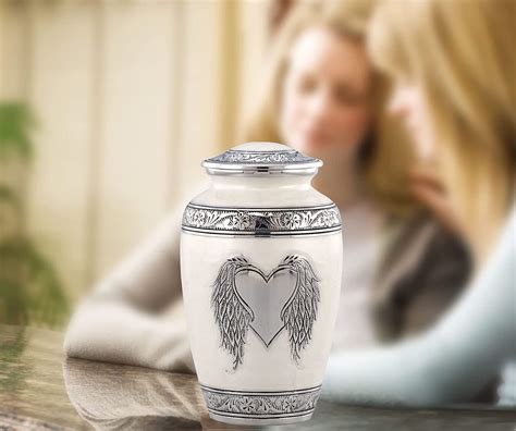 Loving Angel Wings Urn White Angel Wings & Heart Urn Funeral and ...