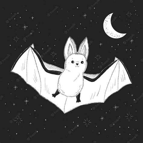 Premium Vector | Halloween sketch of bat on black background