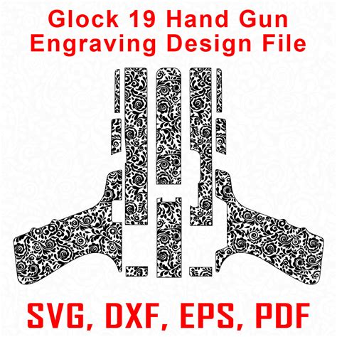 Artstation Glock 19 Hand Gun Design Template Vector Svg Dxf Pdf Eps File For Cnc Router