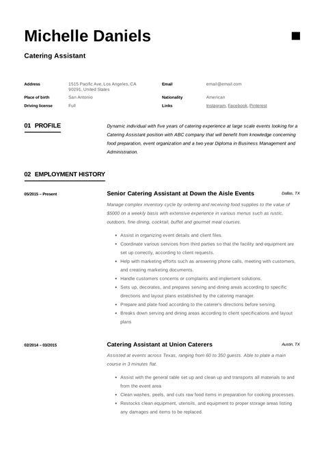 Guide Catering Assistant Resume 12 Samples Pdf And Word 2019