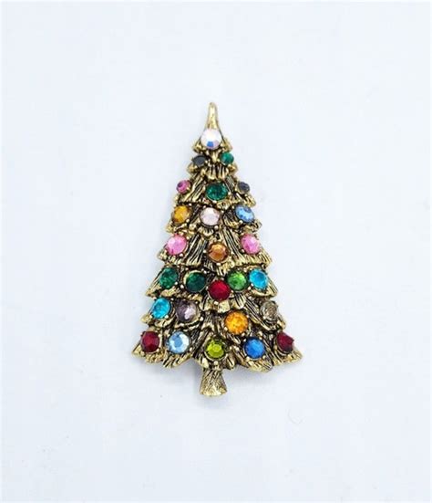 Vintage Christmas Tree Brooch Gem