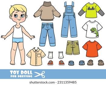 Cartoon Boy Blond Hair Clothes Separately Stock Vector Royalty Free