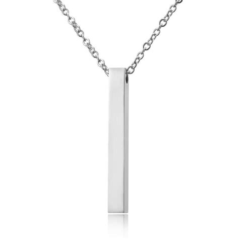 Minimalist Ketting Met Vierkante Staaf Hanger Zilver Kleurig