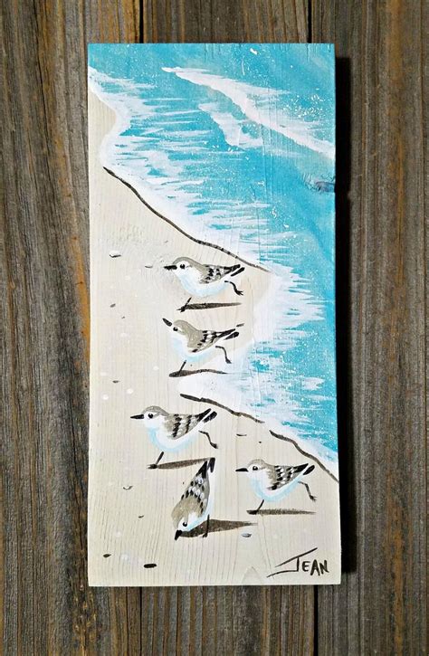 New Size Sanderling Art Beach Painting Beach House Plaque Sandpipers