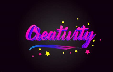 Creativity Handwritten Word Text With Rainbow Colors And Vibrant Swoosh