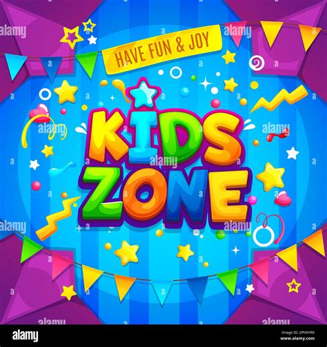 Kids Zone Background Child Fun Play And Game Area Vector Banner With