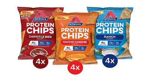 Atkins Protein Chips Salty Snack Variety Pack Keto Friendly Baked