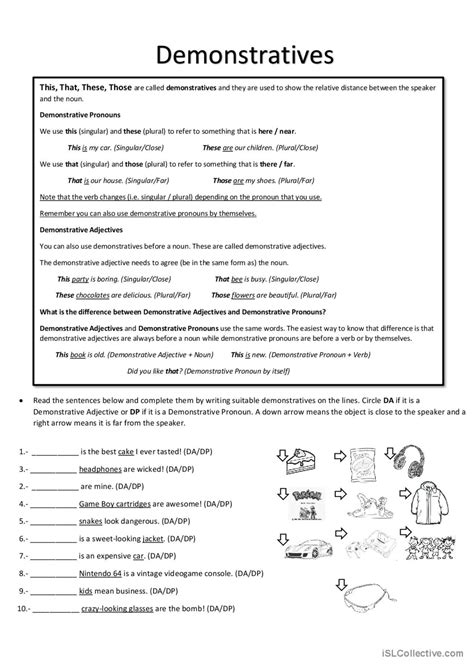 Demonstratives General Gramma Deutsch Daf Arbeitsbl Tter Pdf Doc