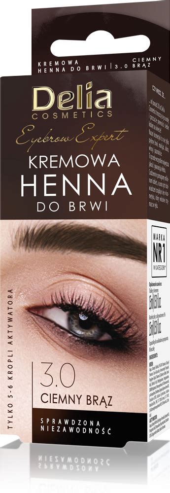 Delia henna w kremie do brwi z olejem arganowym ciemny brąz 3 0 15 ml