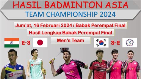 Hasil Badminton Asia Team Championship Perempat Final India Vs