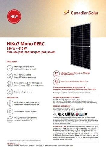 Monocrystalline Silicon Canadian 600 W Solar Panel At Best Price In