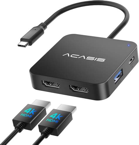 Acasis Usb C Hub Dual Hdmi Adaptador Usb C A Hdmi Doble Carga Pd De 100 W Puertos De Datos