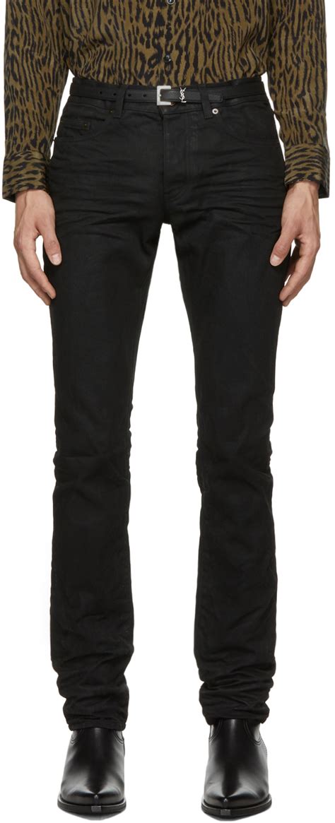 Saint Laurent Jean Ajust Noir Enduit Ssense France